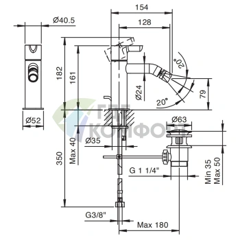 Смеситель для биде Fantini Icona Classic с донным клапаном (53 02 R408F) - фото 2
