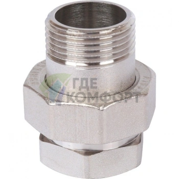 Разъемное соединение американка ВН 1, уплотнение под гайкой под гайкой, никелированное Stout - фото 1