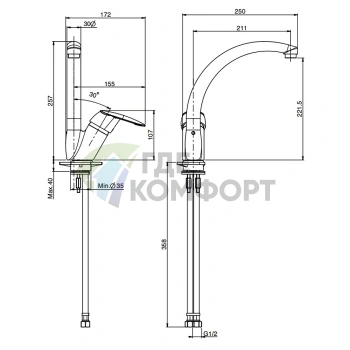 Кухонный смеситель FIMA Carlo Frattini с вращающимся изливом в хроме (F3207/2CR) - фото 2