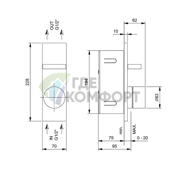Встраиваемый смеситель для душа Fantini AK/25 Matt Gun Metal PVD (48P5T085B) - фото 2