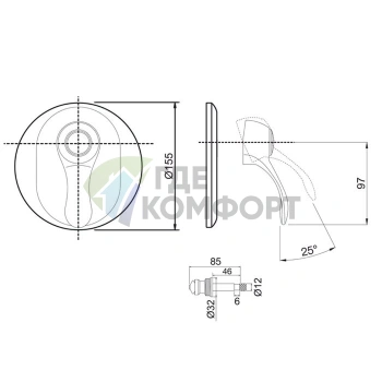 Встроенный смеситель для душа FIMA Carlo Frattini с переключателем на 2 выхода, хром (F3309X2CR) - фото 2