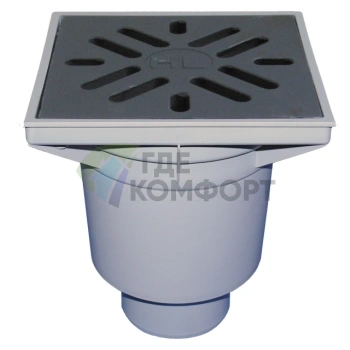 Трап HL606 с решеткой 226x226-незамерзающим запахозапирающим устройством и вертикальным выпуском DN110 или DN60 - фото 1
