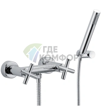 Смеситель для душа FIMA|Carlo Frattini Maxima настенный с душевой лейкой и шлангом в хроме (F5305CR) - фото 1