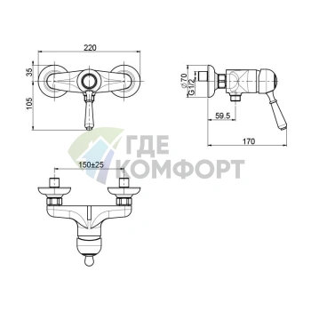 Смеситель для душа FIMA Carlo Frattini Bell внешнего монтажа в хроме (F3365/1CR) - фото 2