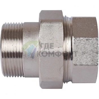 Разъемное соединение американка ВН 1 1/2, уплотнение под гайкой под гайкой, никелированное Stout - фото 3