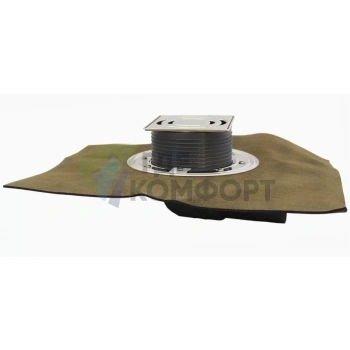 Трап HL5100TH с решеткой 138x138 мм-с приварным полимербитумным полотном-незамерзающим затвором и горизонтальным выпуском - фото 1