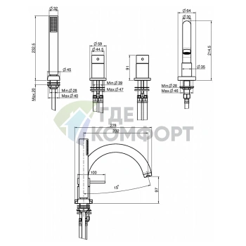Смеситель для ванны FIMA|Carlo Frattini Spillo Up с ручным душем, хром (F3044CR) - фото 2