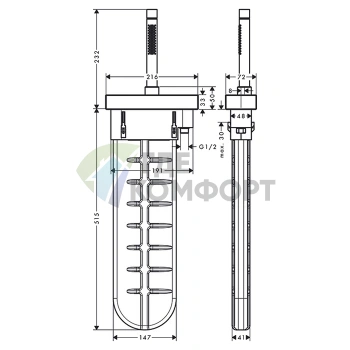 Душевой набор AX Edge для установки на край ванны с функцией 2jet в цвете полированное золото (46470990) - фото 2