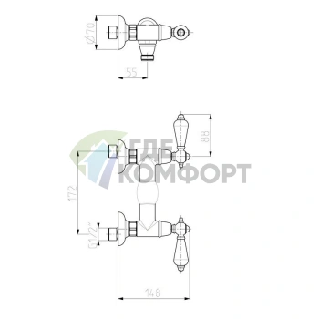 FIMA | Carlo Frattini Herend Chic Смеситель для душа наружного монтажа с ручками SWAROVSKI в цвете хром (F5405/1CCR) - фото 2