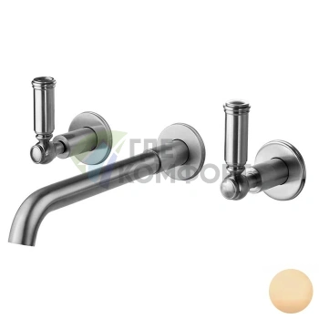 Смеситель для раковины Bossini Liberty: встраиваемая модель на 3 отверстия без заглушки в цвете античная бронза (Z001303.022) - фото 1