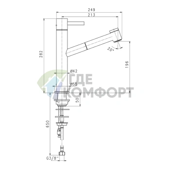 Смеситель для раковины Fantini AF/21 Matt British Gold PVD (27 P6 A754F) - фото 2