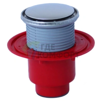 Трап HL3100NPrR-SML с круглой решеткой 112x112 мм-с сифоном Primus и вертикальным выпуском DN50 манжетой для соединения с SML трубой - фото 1