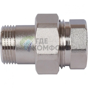 Разъемное соединение американка ВН 3/4, уплотнение под гайкой под гайкой, никелированное Stout - фото 4