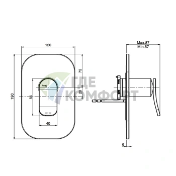 Смеситель для душа Fima Carlo Frattini Bathroom Flo: однорычажный, встраиваемый, хром (F3809X1CR) - фото 2