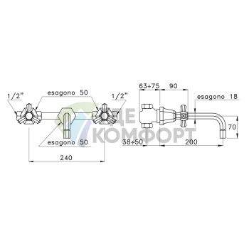 Встраиваемый смеситель для раковины Stella Eccelsa 3863 хром (EC 01001 CR00) - фото 2