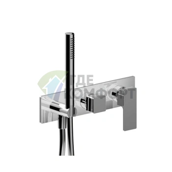 Смеситель для душа Fantini Mint встраиваемый с ручным душем и двумя выходами, хром (34 02 F784B) - фото 1