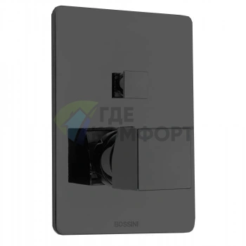 Смеситель для душа Bossini Cube встраиваемый с настенной накладкой и квадратной ручкой, черный матовый (Z00063.073) - фото 1