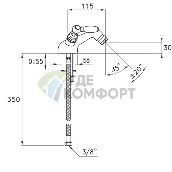 Смеситель для биде Stella Italica Leve 3602 на одно отверстие, хром (IL 00203 CR00) - фото 2