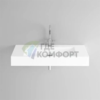 Раковина BETTEAqua подвесная 100х49 5х125 cм с 1 отв под смесительитель без перелива с крепежом цвет белый - фото 1