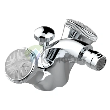 Смеситель для биде THG HIRONDELLES двухвентильный с донным клапаном, хром (A4J-A02-3202) - фото 1