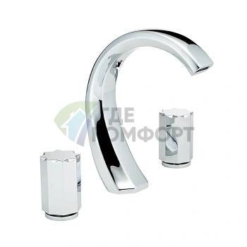 Смеситель для раковины THG NIHAL METAL LISSE на 3 отверстия с донным клапаном, хром (U2M-A02-151) - фото 1