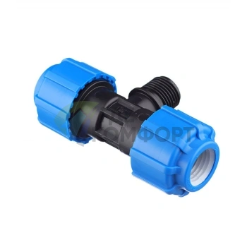 Тройник с наружной резьбой 20x1/2x20 ПНД Политэк - фото 2