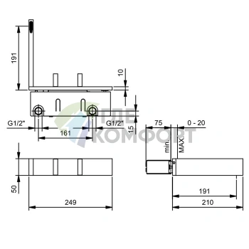 Смеситель для раковины Fantini AK/25 встраиваемый без донного клапана, цвет Matt Gun Metal PVD (48 P5 T213B) - фото 2