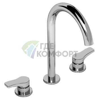 Смеситель для раковины Fantini AL/23 хром: компактный излив 160 мм, 3 отверстия (26 02 B204WF) - фото 1