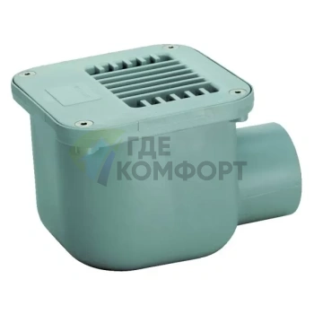 Трап HL681 с решёткой 230x230 мм-с обратным клапаном-незамерзающим запахозапирающим устройством и горизонтальным выпуском - фото 1