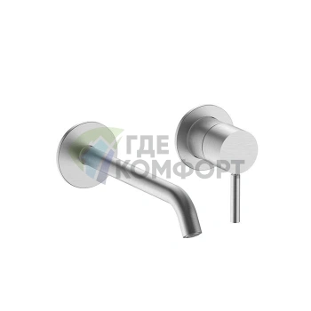 Настенный однорычажный смеситель для раковины Fantini Nostromo Small в матовой натуральной стали (50 93 G913B) - фото 1