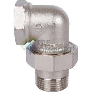 Разъемное угловое соединение американка ВН 1, уплотнение под гайкой o-ring кольцо, никелированное Stout - фото 3