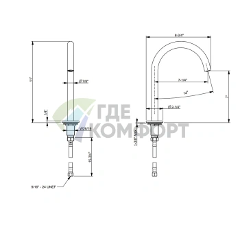 Излив смесителя Fantini Nostromo для раковины в матовом золоте British Gold PVD (24 P6 8436) - фото 2