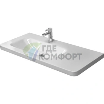 Стильная асимметричная раковина Duravit DuraStyle для мебели без перелива с тремя отверстиями под смеситель (2325100044) - фото 1