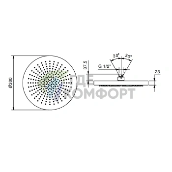 Верхний душ FANTINI 300 мм: элегантный Matt Copper PVD для вашей ванной (79 P9 K073) - фото 2