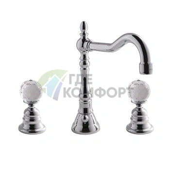 Смеситель для раковины FIMA|Carlo Frattini Elizabeth Chic на 3 отверстия с вращающимся изливом и донным клапаном, хром (F5081CCR) - фото 1