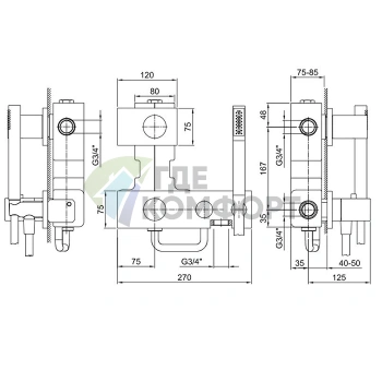 Встраиваемый термостат для душа Fantini Milano на 2 источника, цвет Matt Gun Metal (31 P5 4712B) - фото 2