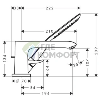 Смеситель Hansgrohe Metris для установки на борт ванны - фото 4