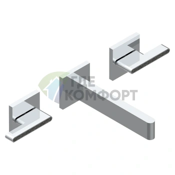 Смеситель для раковины THG ICON-X CARBONE GOLD настенный, с манетками, на 3 отверстия, хром (U7T-A02-40GB) - фото 1