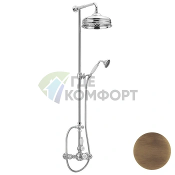 Настенная душевая система HUBER Victorian с термостатом, верхним и ручным душем в бронзовом цвете (590.VN32H.BA) - фото 1