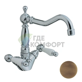 Смеситель CISAL Arcana Toscana двухвентильный для раковины в изысканном бронзовом цвете (TS00052127) - фото 1