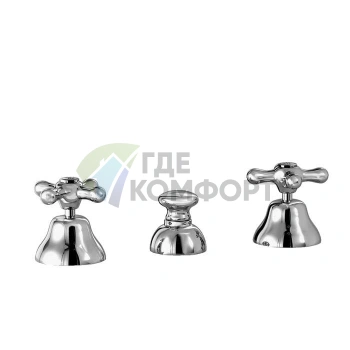 Смеситель для биде Stella Roma на 3 отверстия с донным клапаном, без излива, хром (RM 00200 CR00) - фото 1
