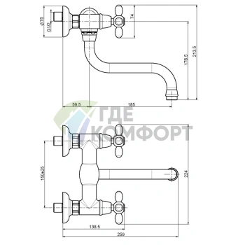 Кухонный смеситель Olivia FIMA|Carlo Frattini настенный с вращающимся изливом, хром (F5006CR) - фото 2