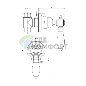 Запорный вентиль 1/2 с наружной резьбой хром FIMA Carlo Frattini Bell (F5413/1CR) - фото 2