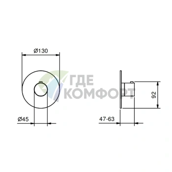 Термостатический встраиваемый смеситель для душа Fantini NOSTROMO черный матовый (87 13 G500B) - фото 2