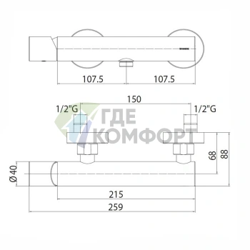 Смеситель для душа Bossini Oki наружный, 1/2, черный матовый (Z005130.073) - фото 2