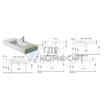 Раковина Duravit Vero для мебели с перел с 3 отв под смеситель 1050x490мм Цвет Белый - фото 2