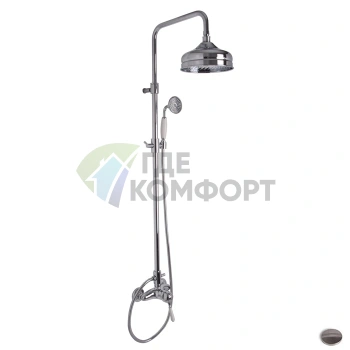 Смеситель для душа FIMA Carlo Frattini Bell с душевой стойкой и верхним душем 200 мм, брашированный никель (F3365/2SN) - фото 1