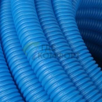 Труба гофрированная из полиэтилена 32 для труб диаметром 27, синяя бухта 50 м Stout - фото 4