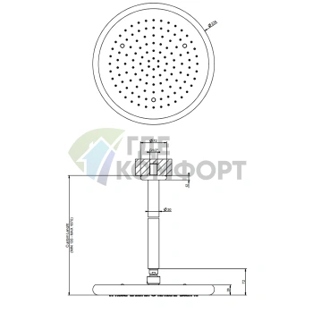 Верхний душ Gessi Goccia для потолочного монтажа (регулировка высоты 50-1800 мм), белый (33768#279) - фото 2