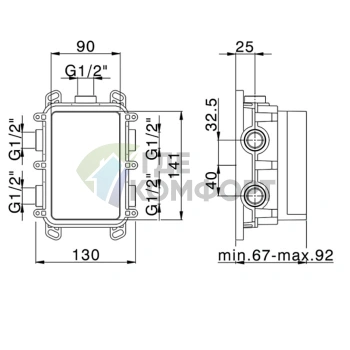 Монтажная коробка CISAL Vita для термостатических и однорычажных смесителей на 1-3 выхода (ZA00B03004) - фото 2